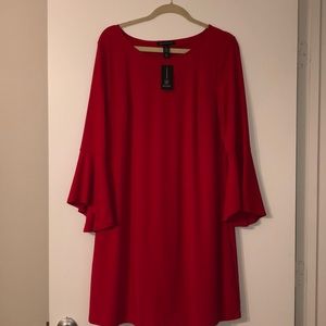 Red bell sleeve dress